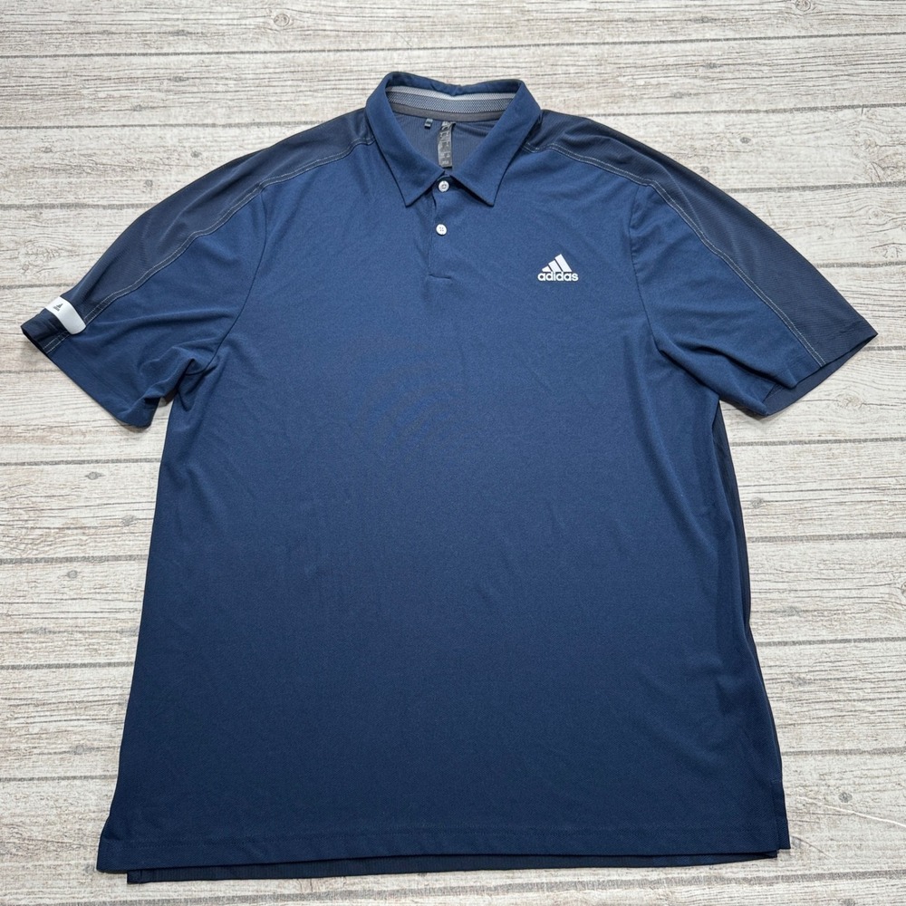 Adidas Polo Shirt Men's XL Navy Blue Aeroready Short Sleeve Athletic Sportswear